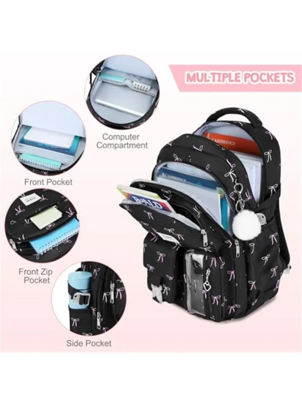 Girls 3-in-1 Backpack Set with Lunch Backpack with Lunch Bag & Pencil Pouch